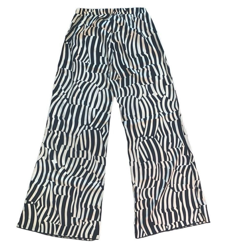 Yoyo 5 Women’s Size‎ Small Geometric Wide Leg Pants Black Cream Pull On